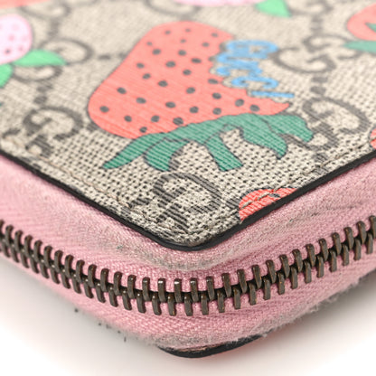 Gucci GG Supreme Monogram Strawberry Zip Around Wallet Light Pink 9 of 15