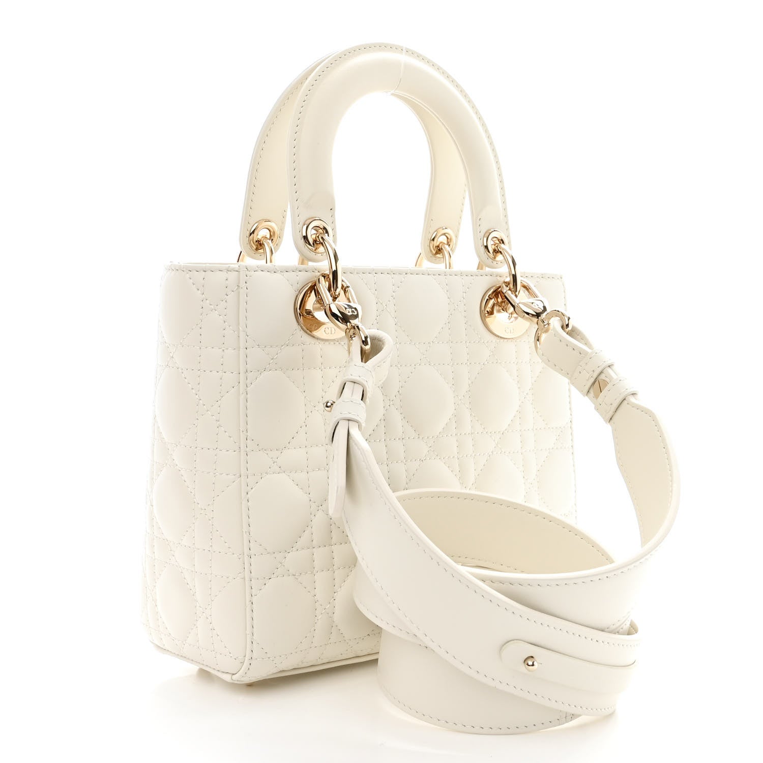 Christian Dior Lambskin Cannage Small My ABCDior Lady Dior White 3 of 11