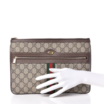 Gucci GG Supreme Monogram Large Ophidia Pouch Clutch Brown 2 of 10