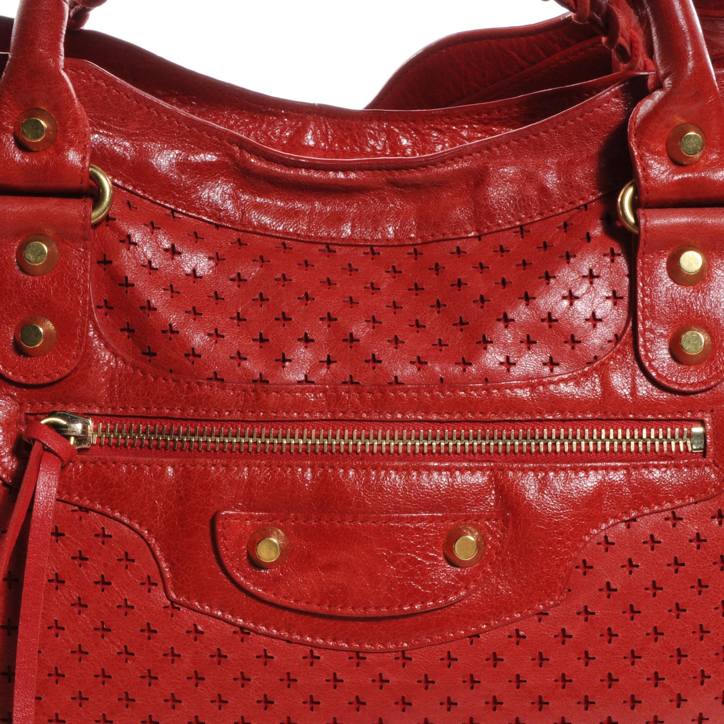 Agneau Cross Perforated City Ruby Red