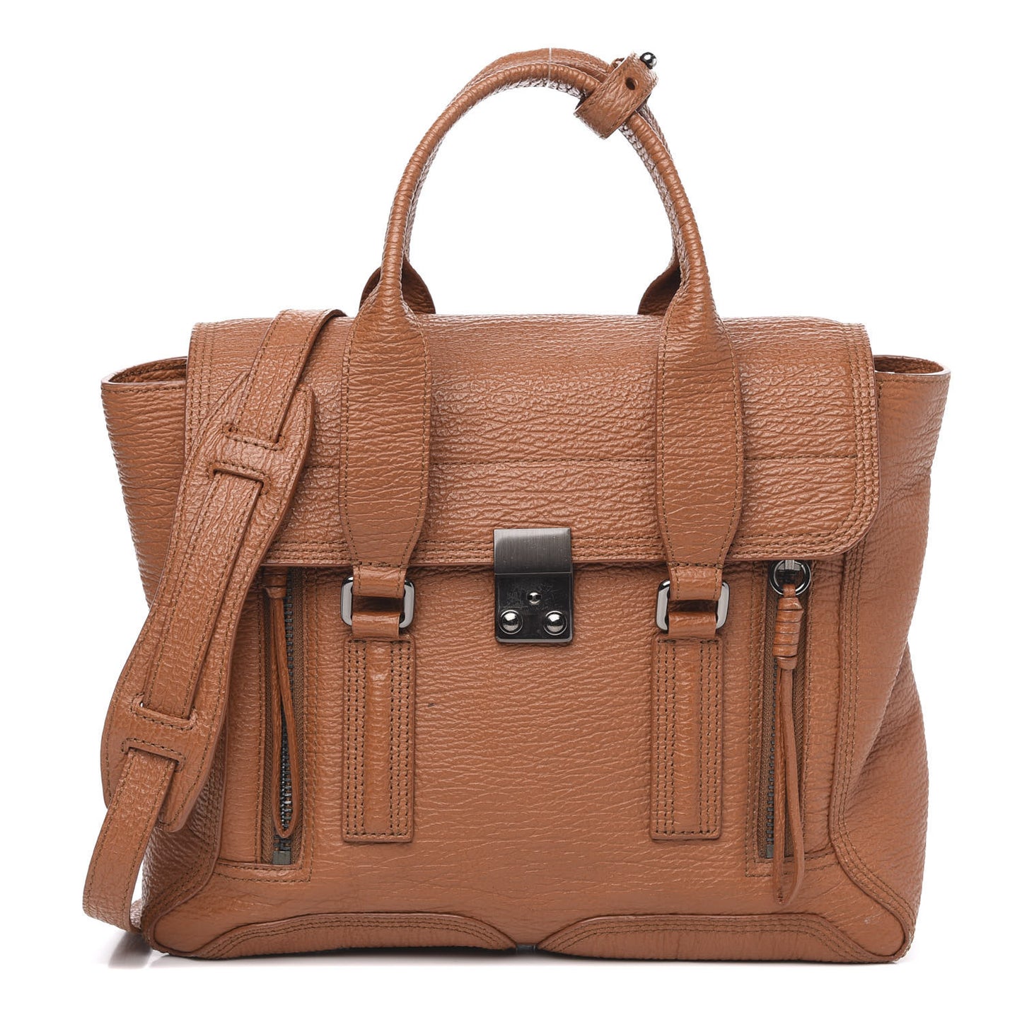 3.1 Textured Calfskin Medium Pashli Satchel Rust