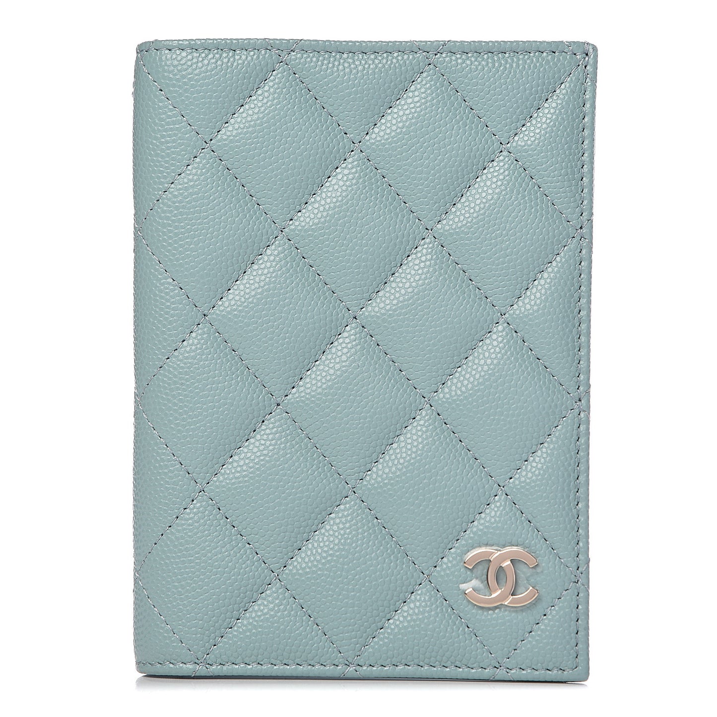 Caviar Quilted Passport Holder Blue
