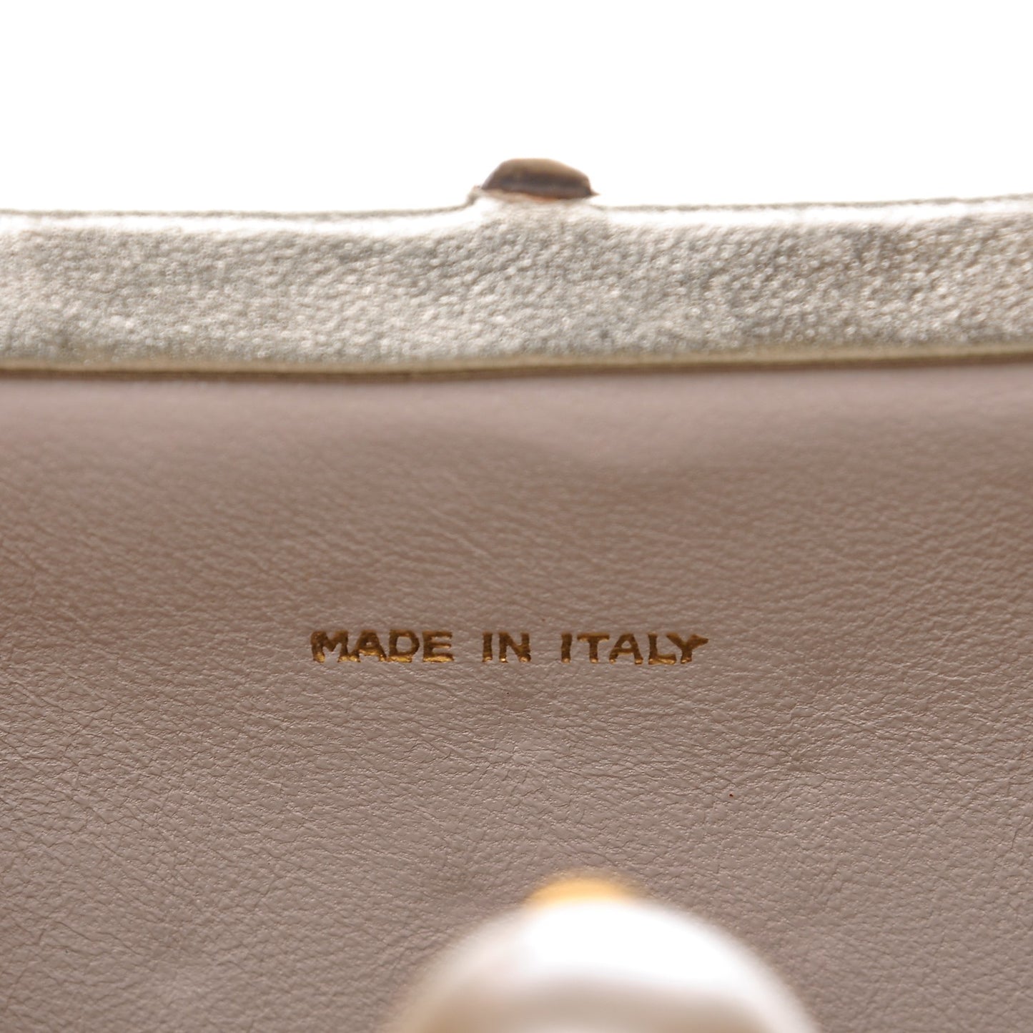 Metallic Lambskin Pearl Framed Mini Evening Bag Gold