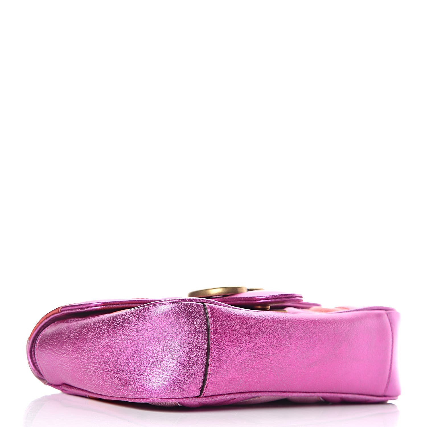 Gucci Metallic Calfskin Matelasse Mini GG Marmont Shoulder Bag Fuchsia 4 of 9