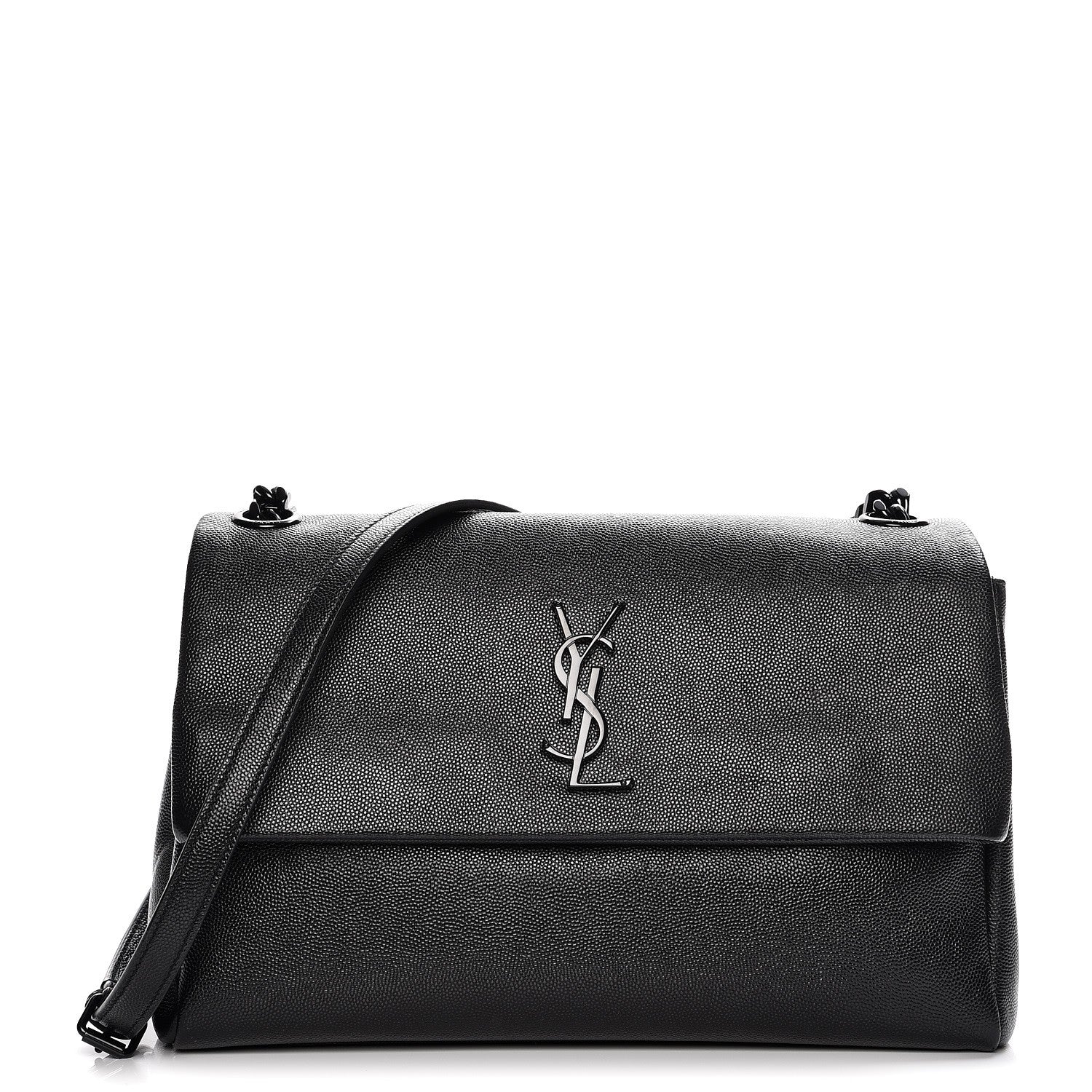 Saint Laurent Grain De Poudre Medium West Hollywood Monogram Fold-Over Black 1 of 9