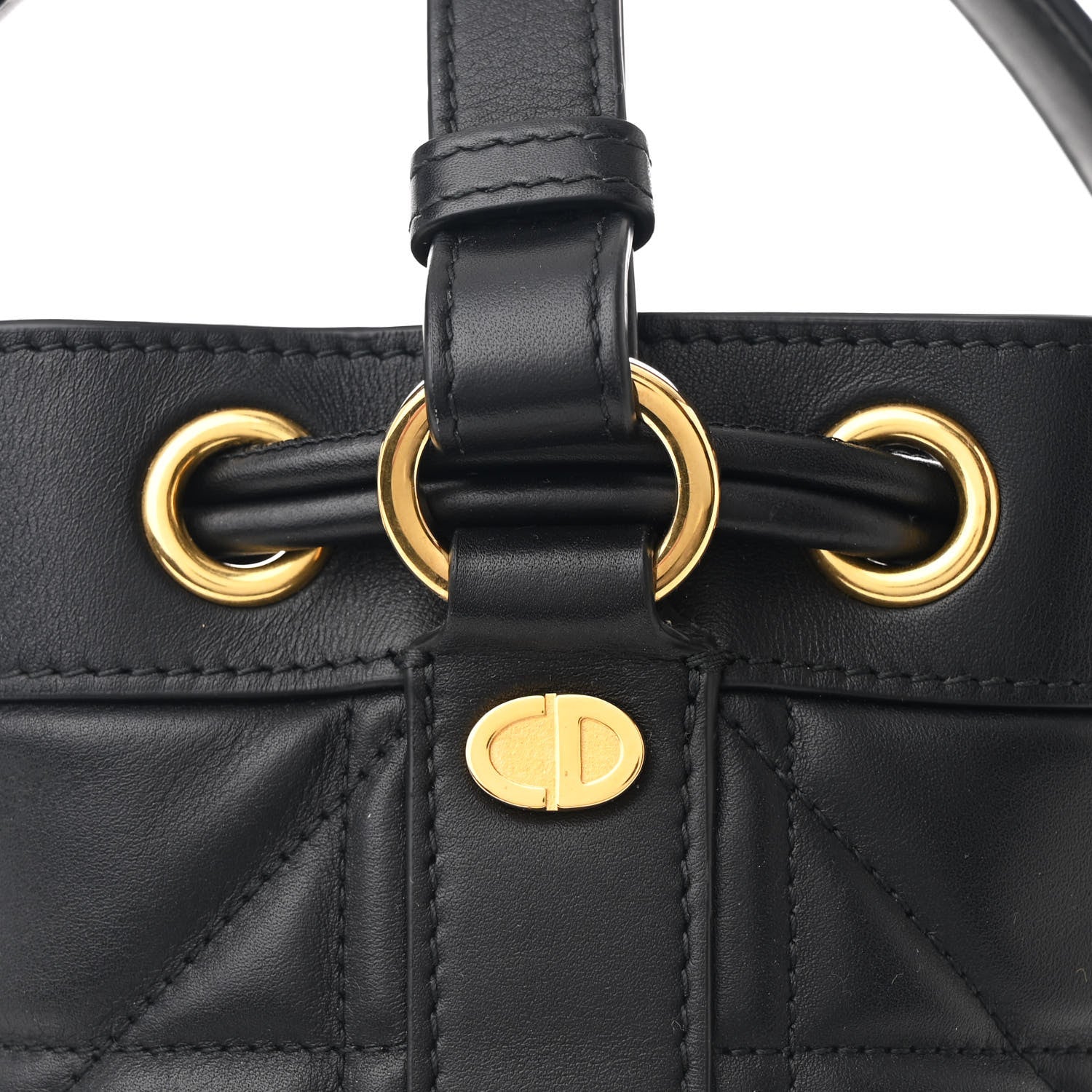 Christian Dior Calfskin Macrocannage Cannage Small Drawstring Backpack Black 8 of 10