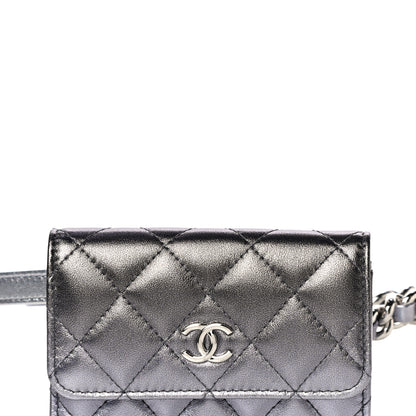 Chanel Gradient Metallic Lambskin Quilted Flap Chain Belt Bag Silver Purple 8 of 11