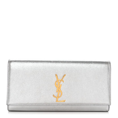 Saint Laurent Textured Metallic Calfskin Classic Monogram Cassandre Clutch Silver 1 of 14