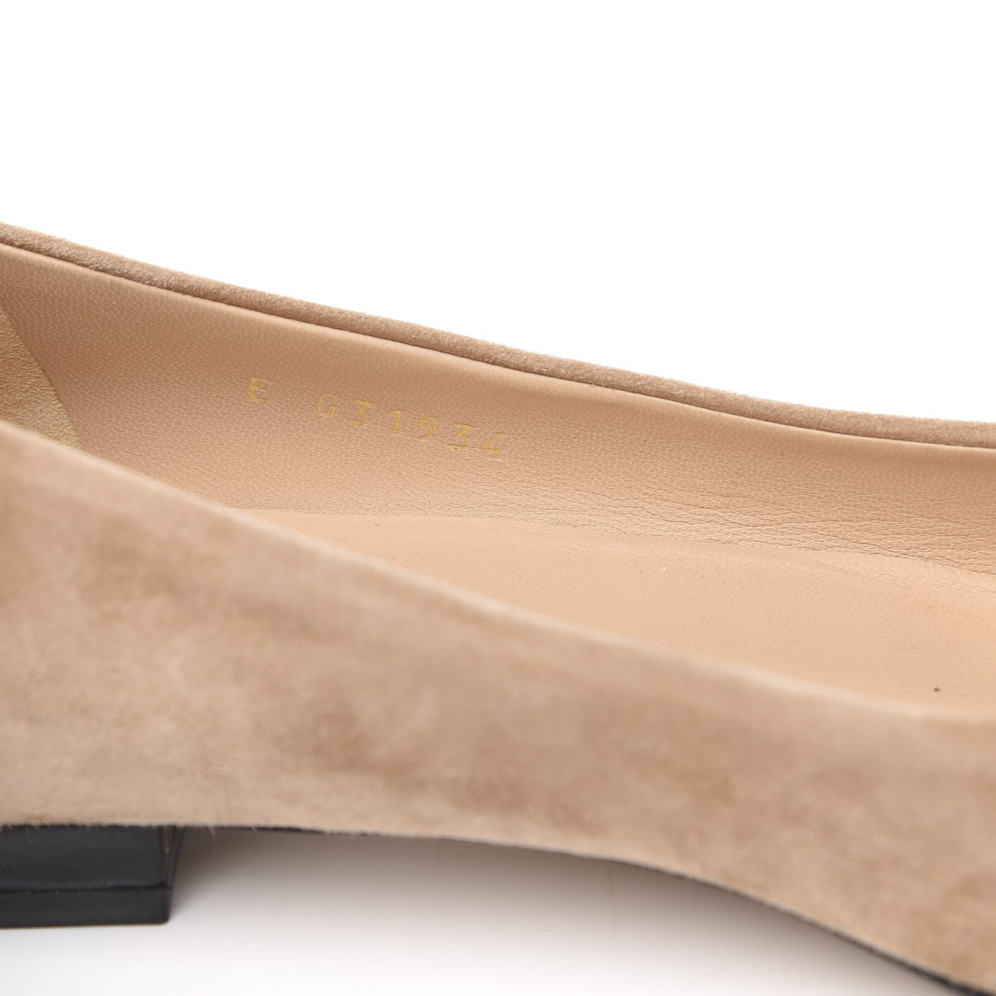 Suede Patent Camellia CC Ballerina Flat 39 Beige Black