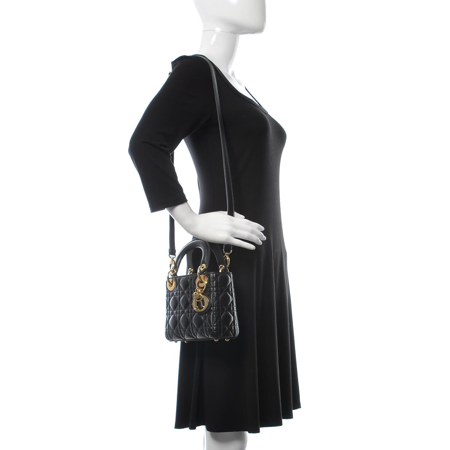 Lambskin Cannage Mini Lady Dior Black