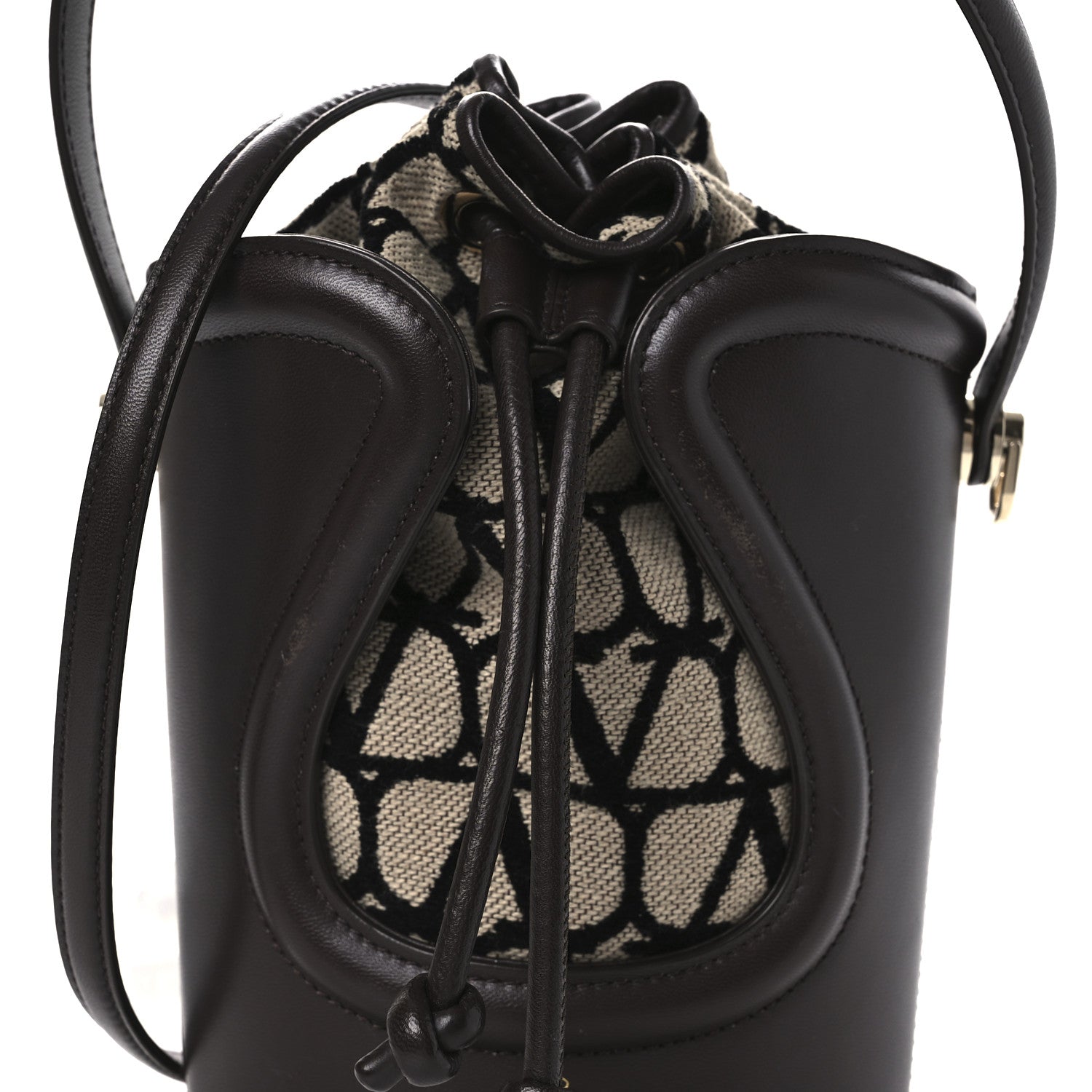 Valentino Garavani Toile Iconographe Nappa Le Cinquième Bucket Bag Naturale Black Fondant 8 of 15