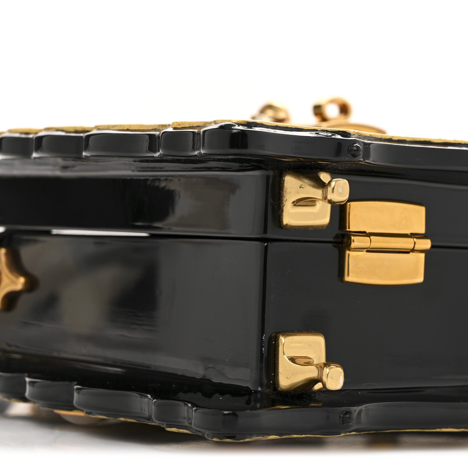 Dolce & Gabbana Plexiglass Snakeskin Cherub Box Bag Black Gold 15 of 29