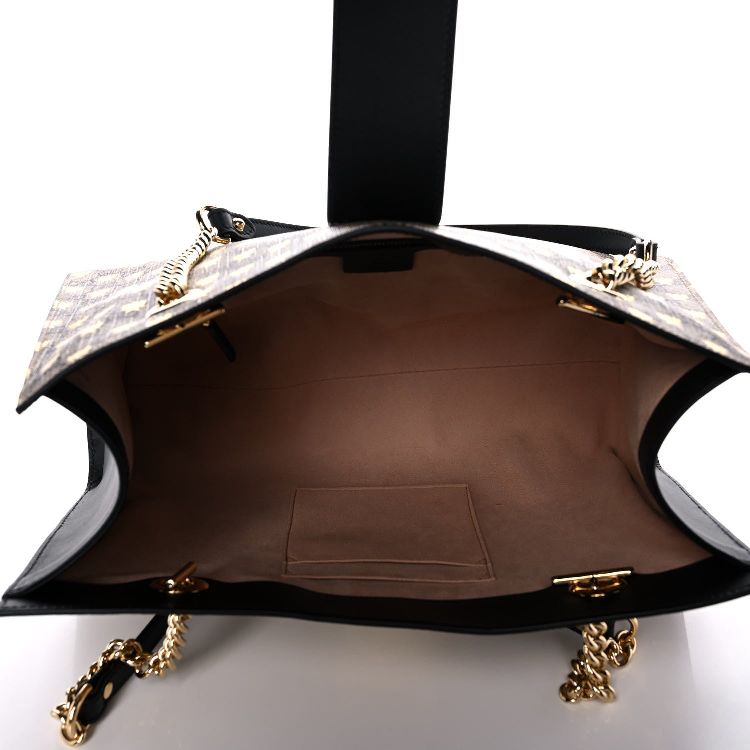 Gucci GG Supreme Monogram Bees Medium Padlock Tote Beige Oro Black 5 of 11