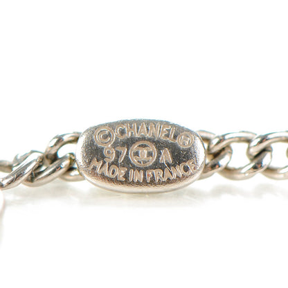 Chanel Turquoise CC Long Chain Necklace Silver 7 of 7