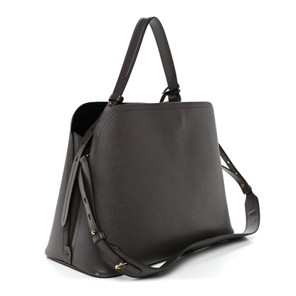 Prada Saffiano Cuir Calfskin Matinee Tote Fumo Black 3 of 12