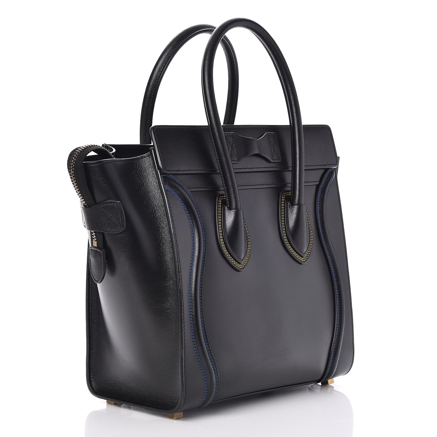 Celine Smooth Calfskin Multicolor Double Stitching Micro Luggage Black 3 of 7