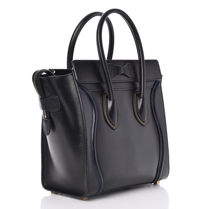Celine Smooth Calfskin Multicolor Double Stitching Micro Luggage Black 3 of 7