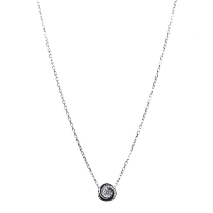 Cartier 18K White Gold Black Ceramic Diamond Trinity Pendant Necklace 1 of 7