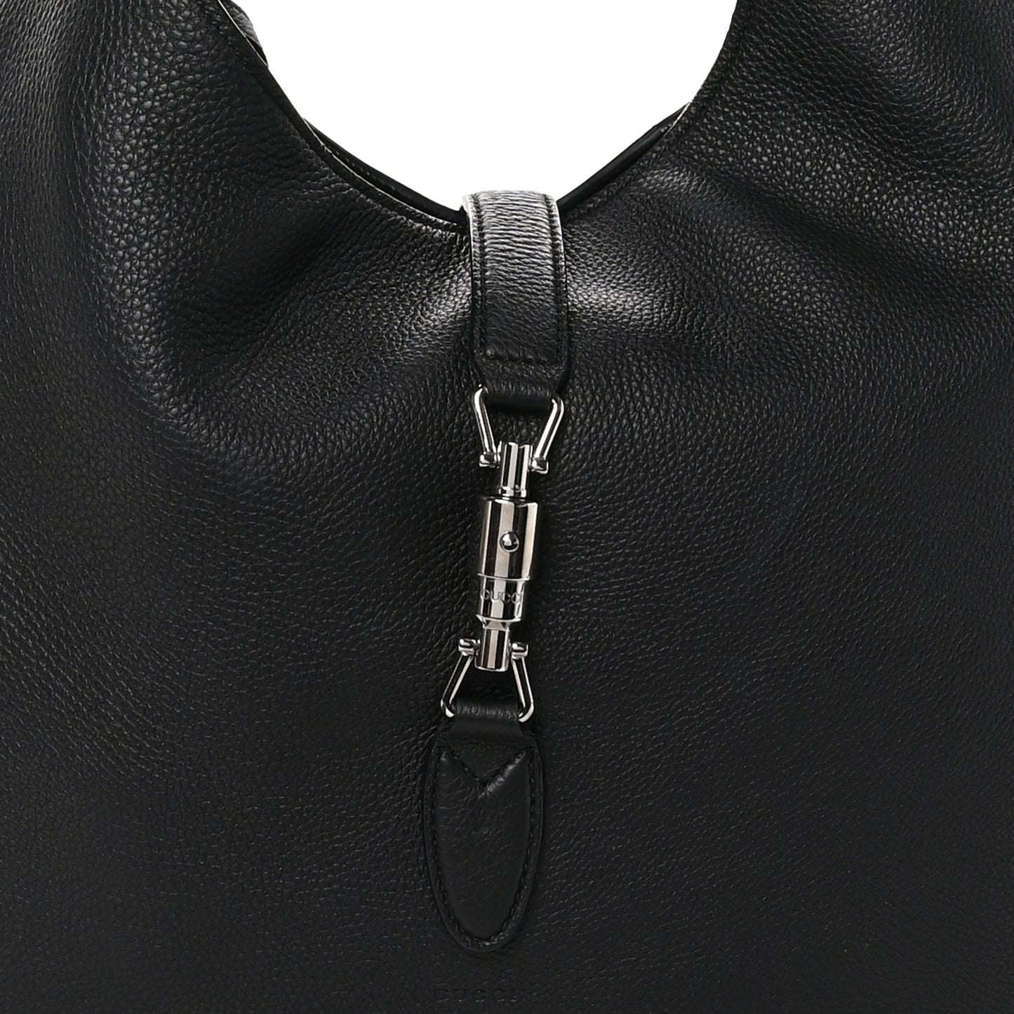 Soft Grained Calfskin Large Jackie Hobo Black