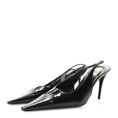 Saint Laurent Nappa Babylone Breteuil Slingback Pumps 39 Bordeaux 4 of 9