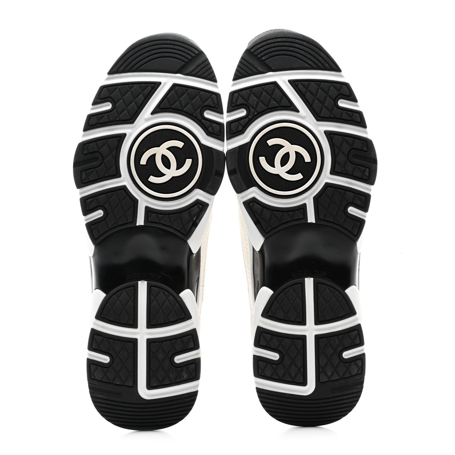 Chanel Mesh Suede Calfskin Grained Calfskin Womens CC Sneakers 39.5 White Black 5 of 12