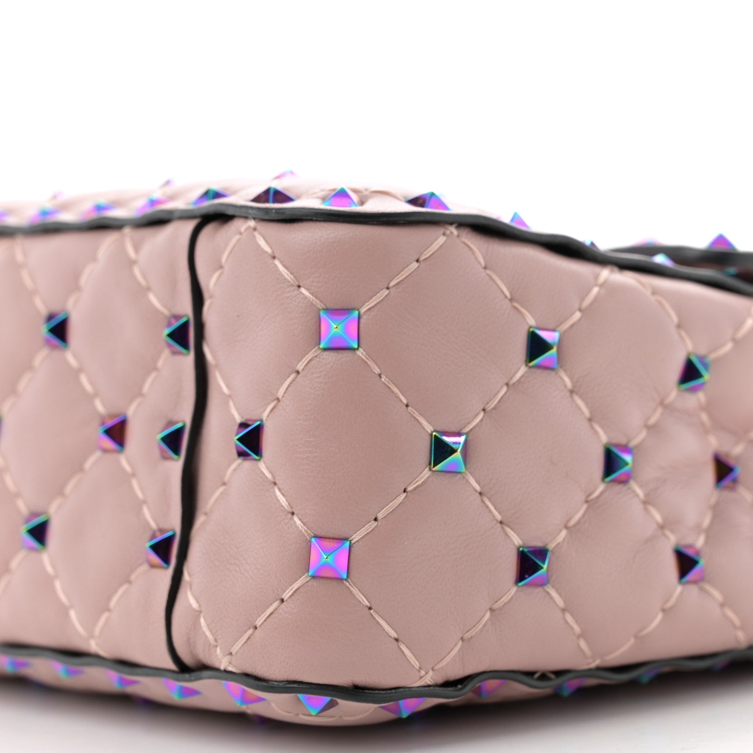 Valentino Garavani Lambskin Oil Slick Medium Rockstud Spike Shoulder Bag Poudre 9 of 11