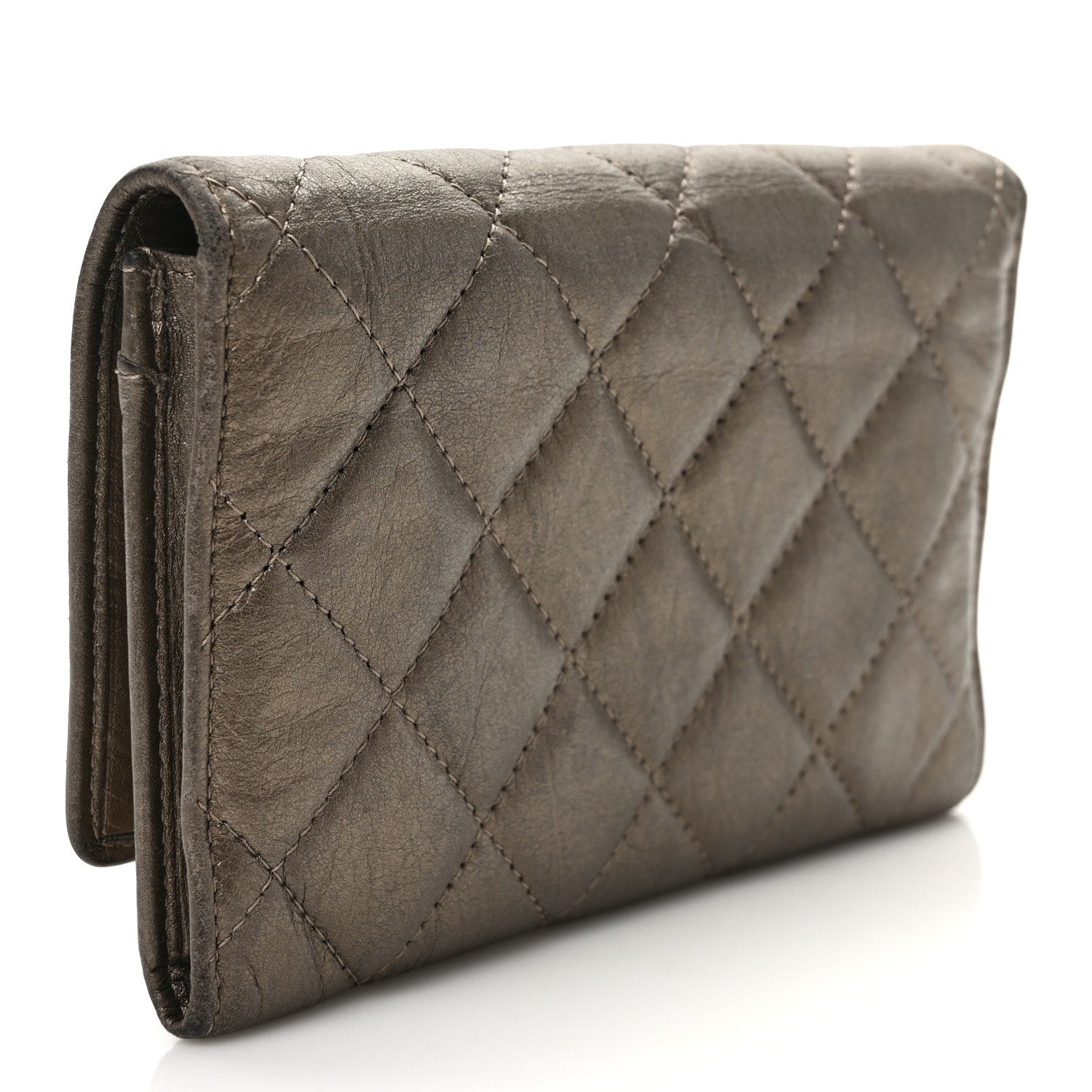Chanel Distressed Calfskin Quilted Cambon Flap Wallet Bronze 3 of 9