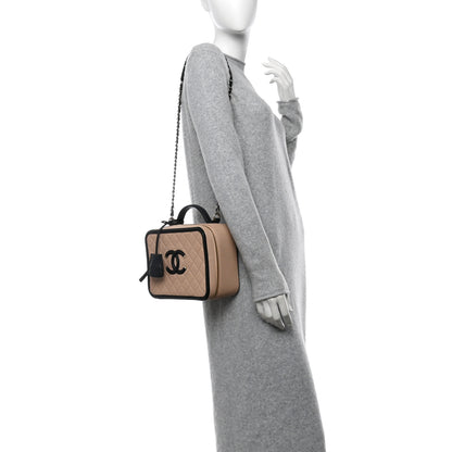 Chanel Caviar Quilted Medium CC Filigree Vanity Case Beige Black 2 of 13