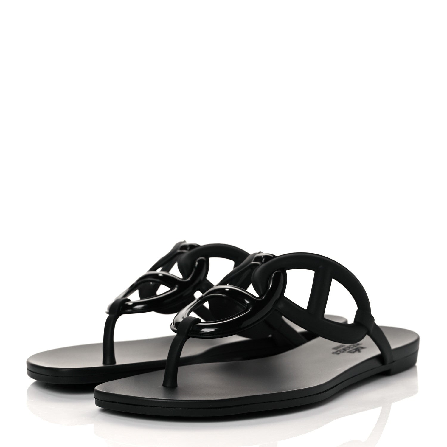 Hermes Rubber Womens Egerie Sandals 36 Black 3 of 10