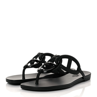 Hermes Rubber Womens Egerie Sandals 36 Black 3 of 10