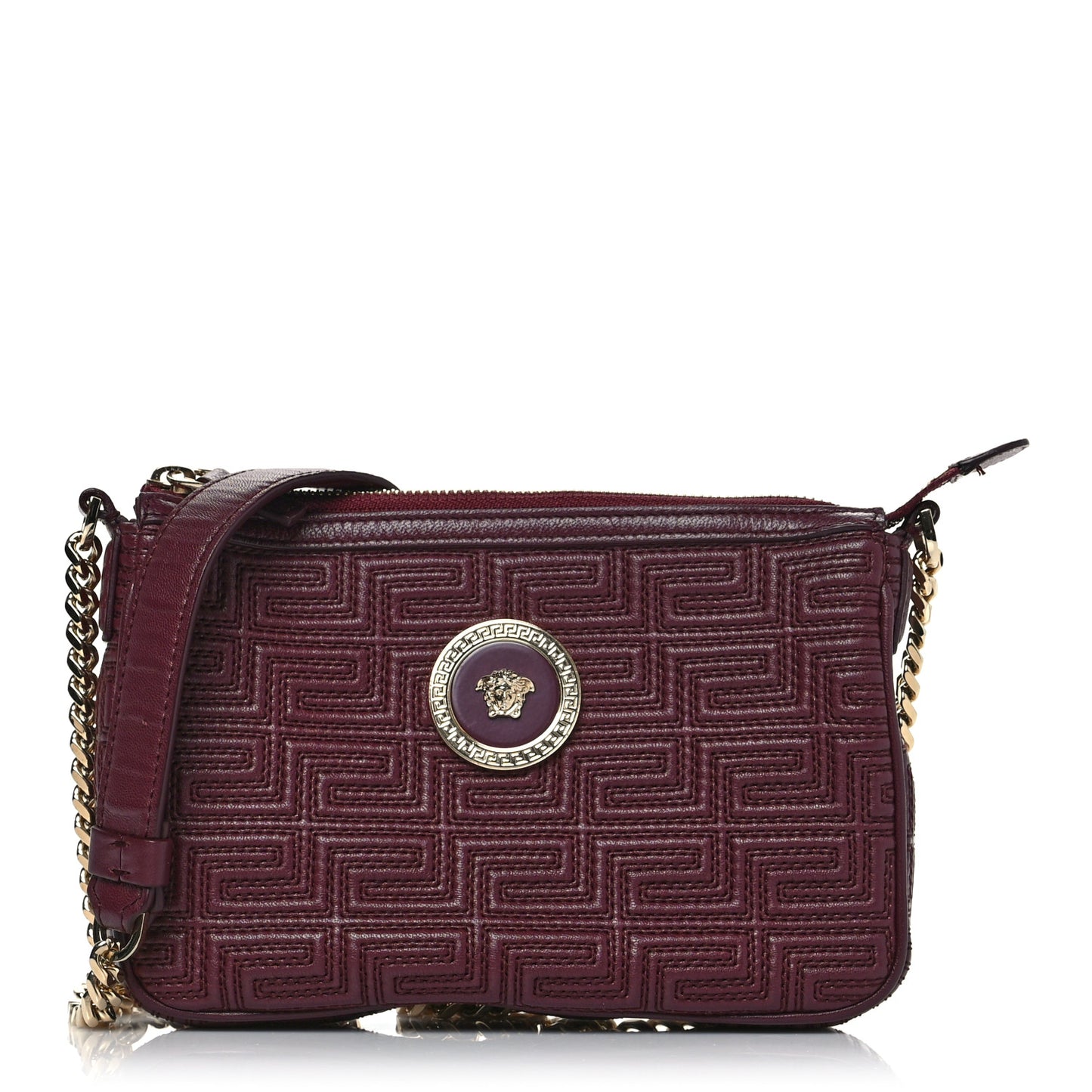 Nappa Quilted Palazzo Chain Crossbody Bag Burgundy