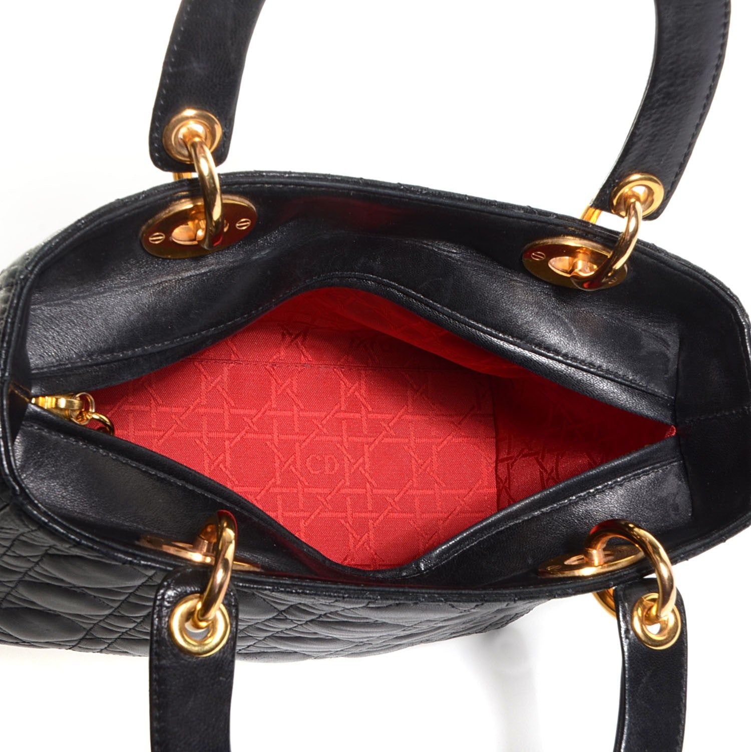 Christian Dior Lambskin Cannage Medium Lady Dior Black 6 of 11