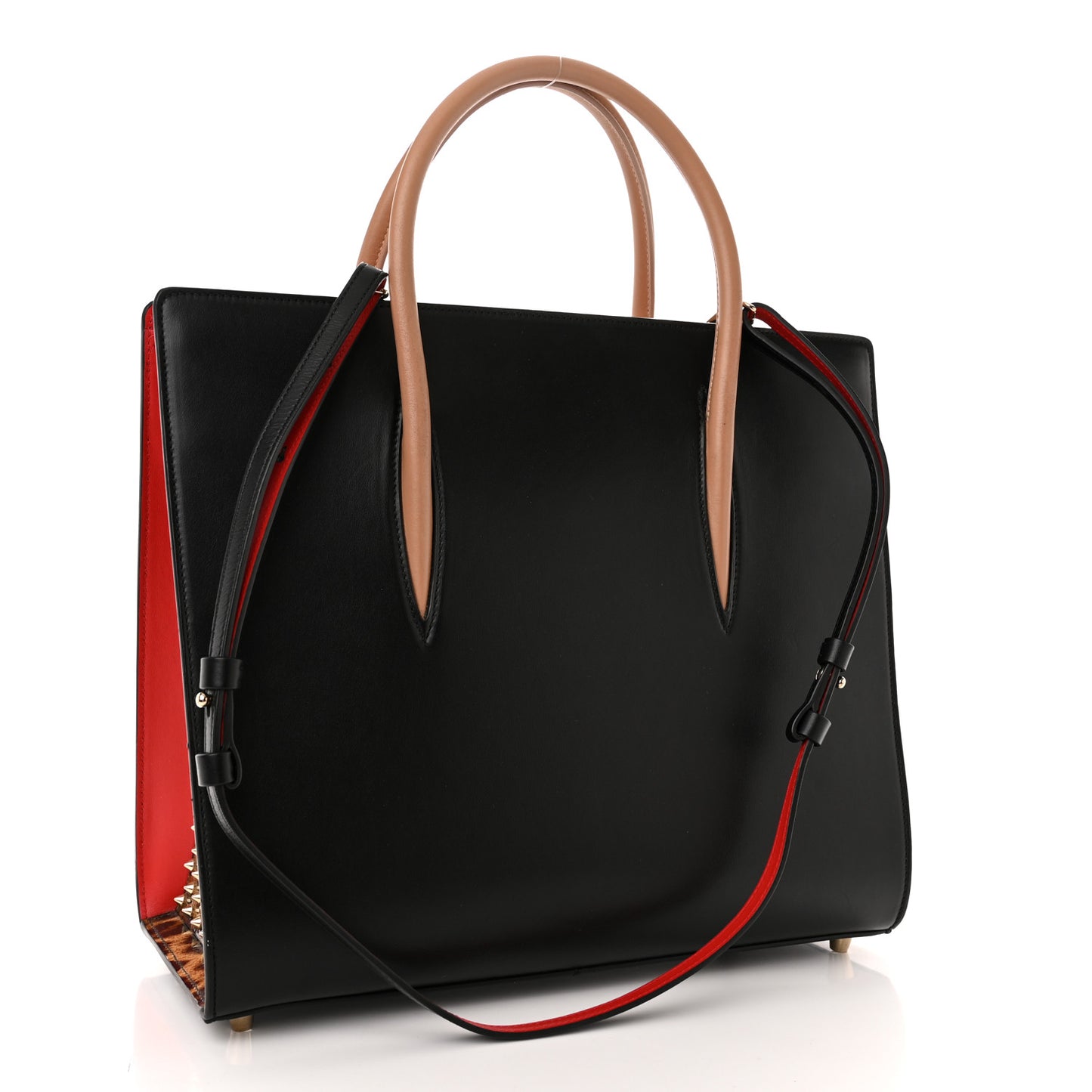 Calfskin Patent Leopard Spiked Large Paloma Black