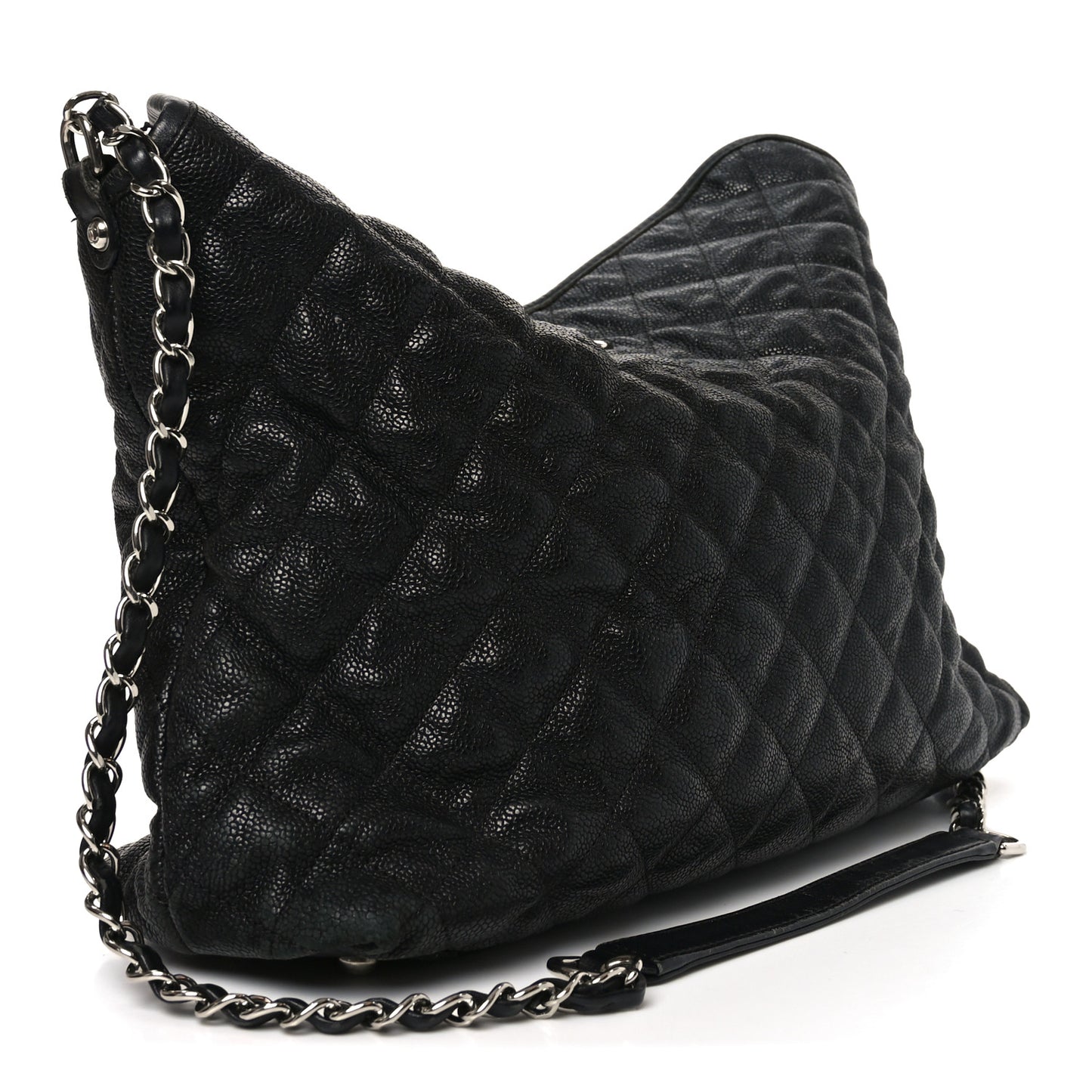 Caviar Quilted French Riviera Hobo Black