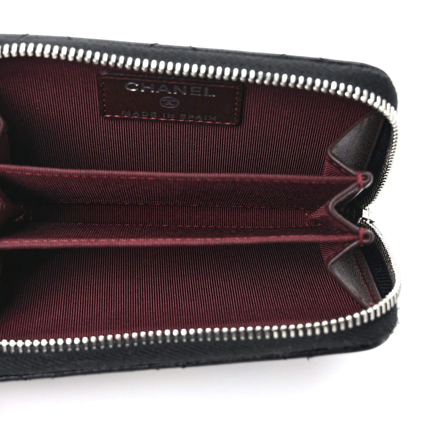 Lambskin Quilted Zip Coin Purse Black