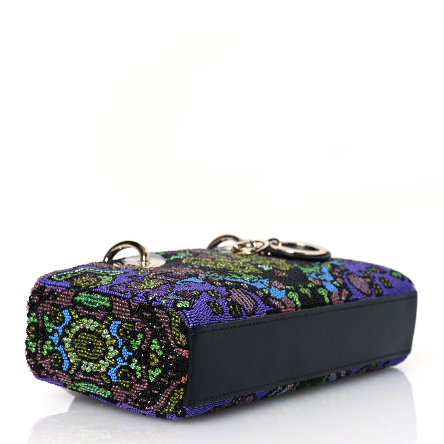 Christian Dior Lambskin Sequin Bead India Embroidered Lady D-Joy Black Multicolor 4 of 12