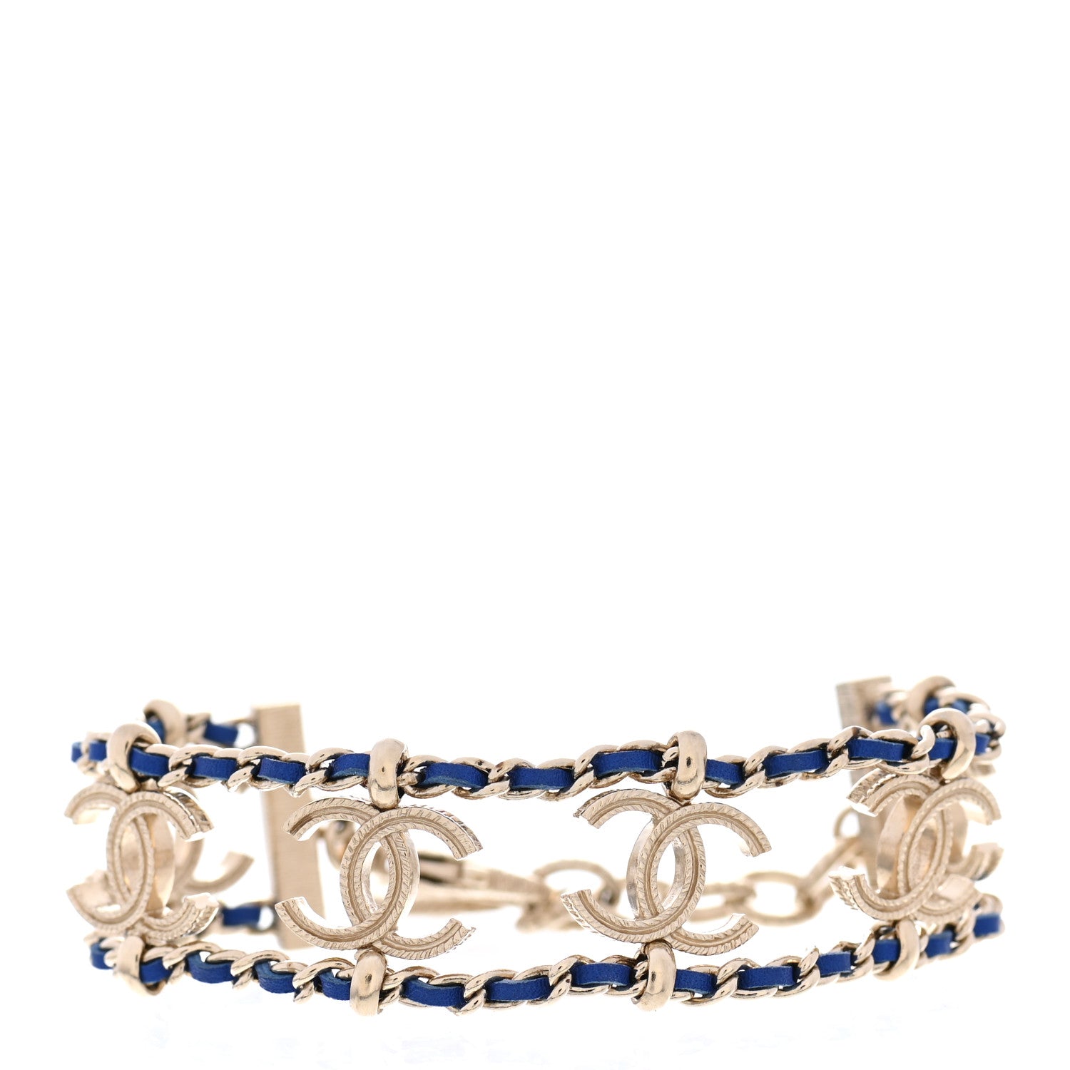 Chanel Metal Lambskin CC Chain Link Bracelet Blue 1 of 5
