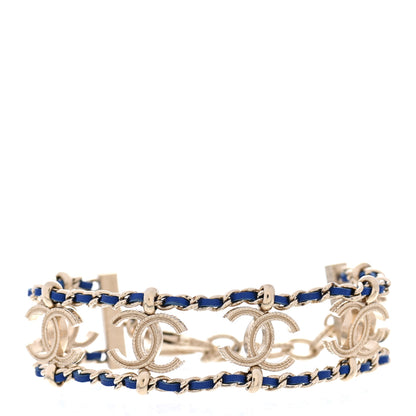 Chanel Metal Lambskin CC Chain Link Bracelet Blue 1 of 5