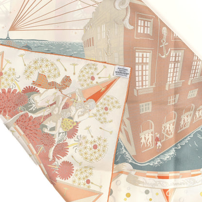 Hermes Silk Flagship Scarf 90 Creme Orange Vert 4 of 4