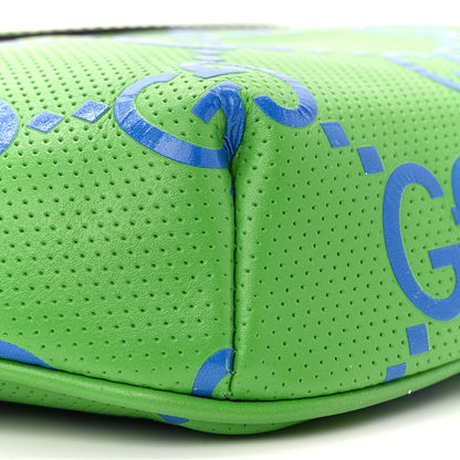 Gucci Calfskin GG Tennis Bi-Color Embossed Belt Bag Joy Green Joy Blue 9 of 11