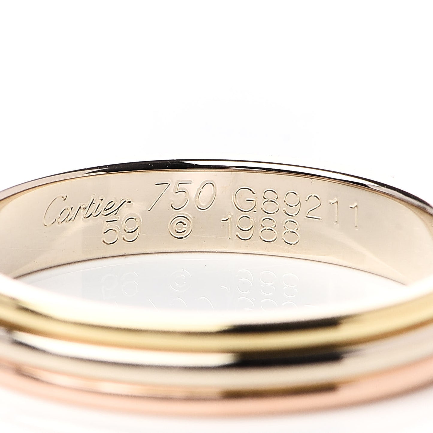 18K Pink White Yellow Gold 3.8mm Trinity Wedding Band Ring 59 8.75