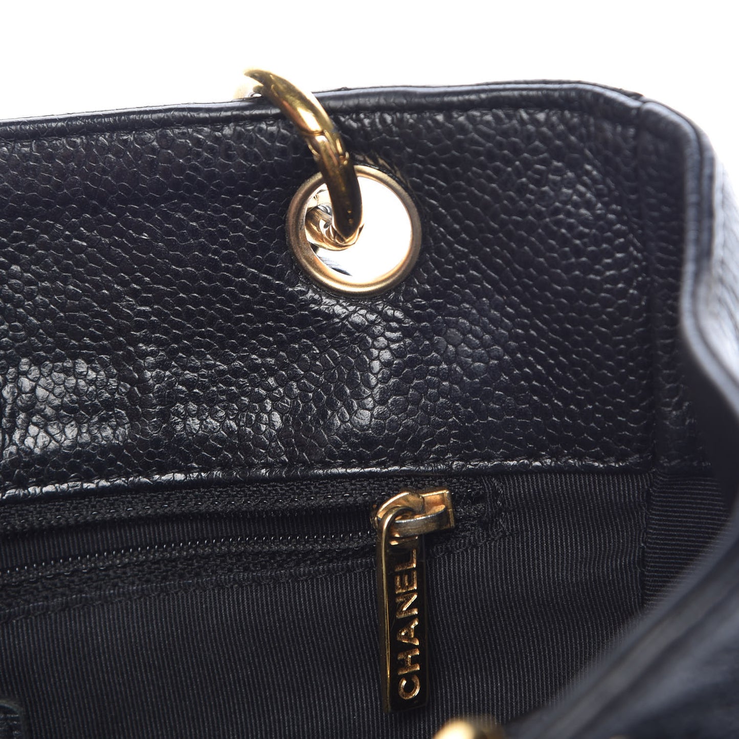 Caviar Quilted Petit Shopping Tote PST Black