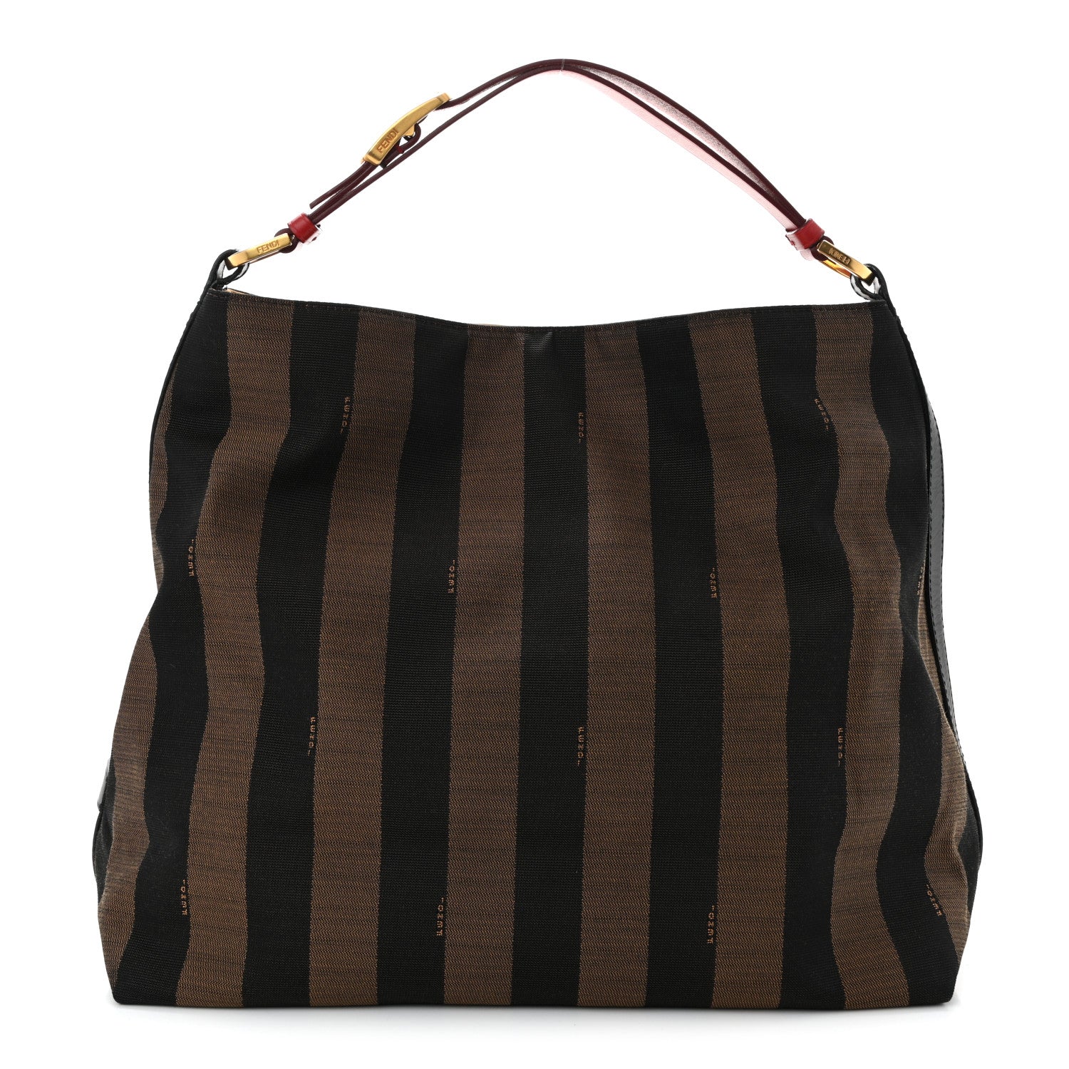 Fendi Pequin Cuoio Vegetale Medium Hobo Tobacco Rosso Black 1 of 10