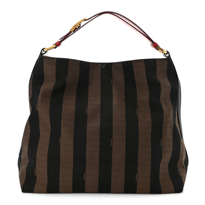 Fendi Pequin Cuoio Vegetale Medium Hobo Tobacco Rosso Black 1 of 10