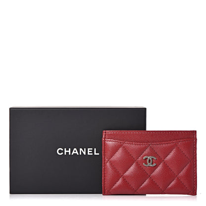 Chanel Caviar Quilted CC Card Holder Dark Red 9 of 9