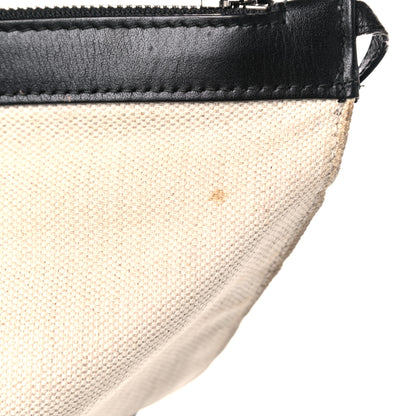 Balenciaga Cotton Canvas Satin Calfskin S Navy Cabas Natural Black 34 of 34