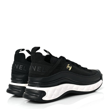 Chanel Velvet Calfskin Mixed Fibers CC Sneakers 38 Black 4 of 8