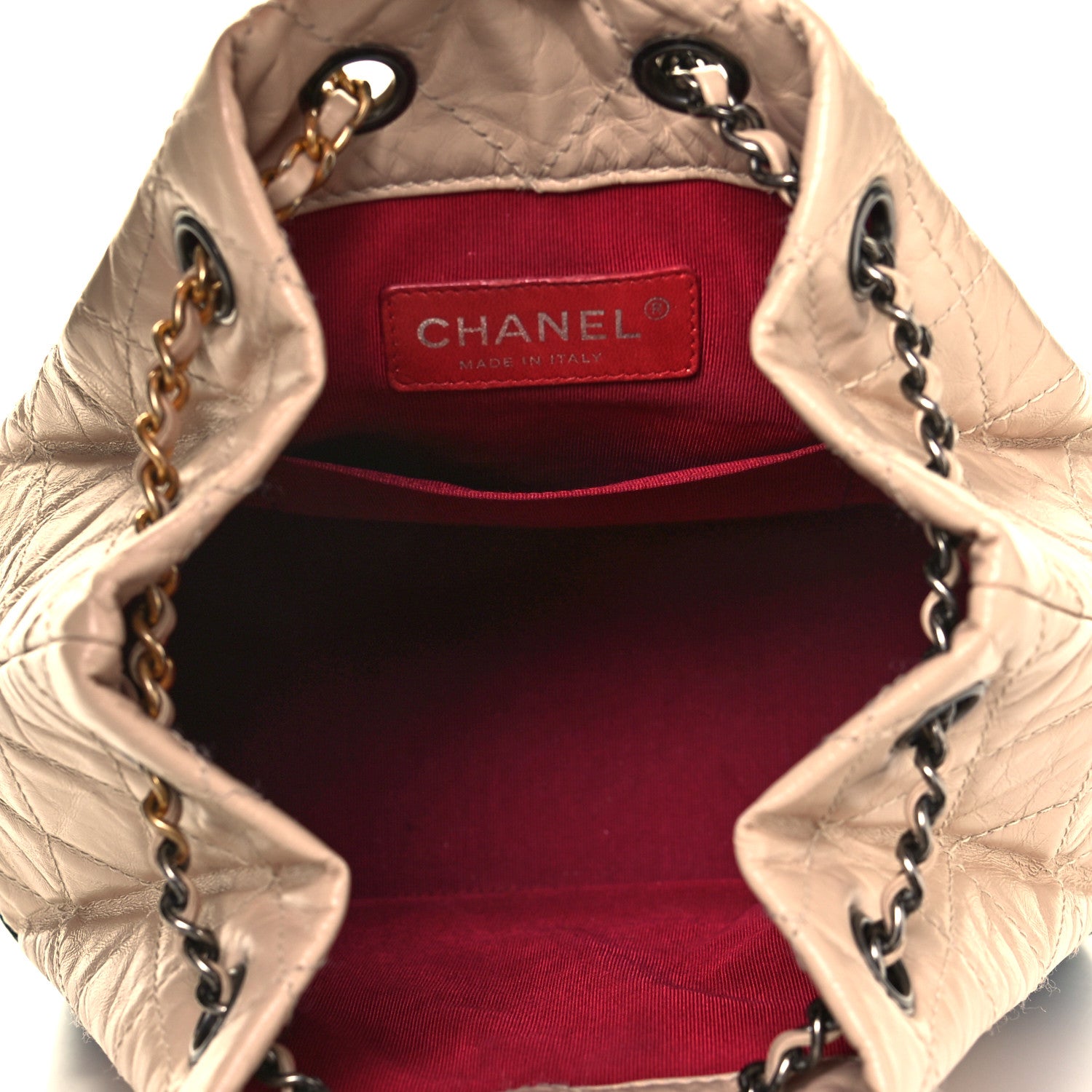 Chanel Aged Calfskin Quilted Small Gabrielle Backpack Beige Black 5 of 12