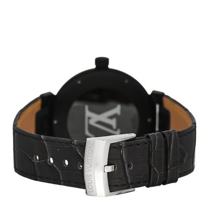 Louis Vuitton Stainless Steel Alligator 41mm Tambour Automatic Watch Black 3 of 5