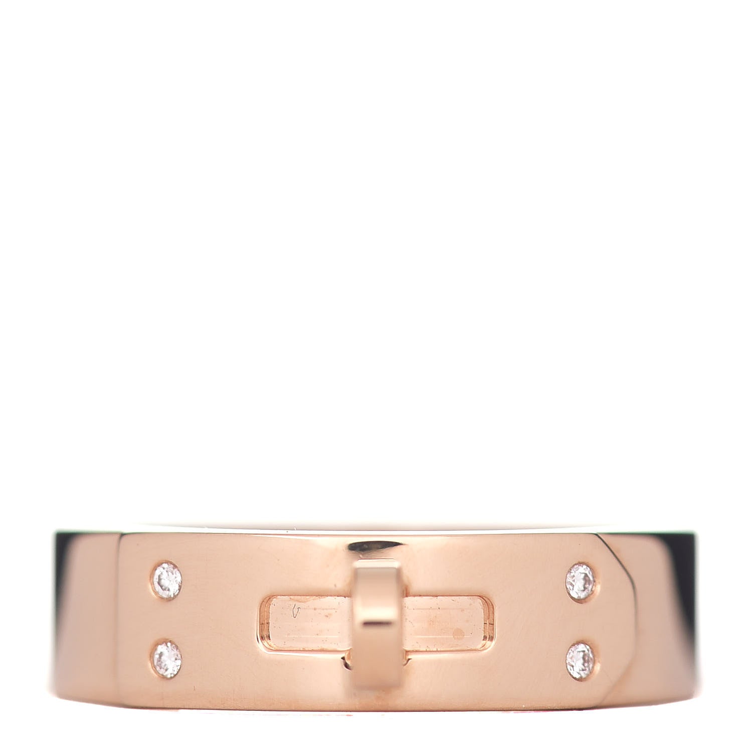 Hermes 18K Rose Gold Diamond PM Kelly Ring 51 5.75 1 of 5